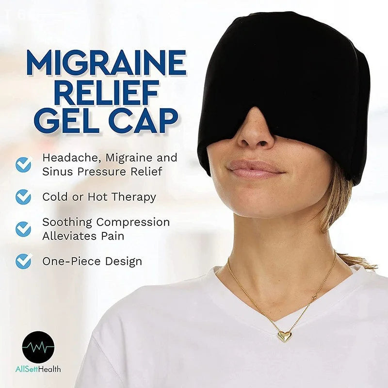Gorro para aliviar la presión, el dolor, la migraña, el gel de hielo, compresas frías, terapia, envoltura de hielo para la cabeza, mascarilla para los ojos.