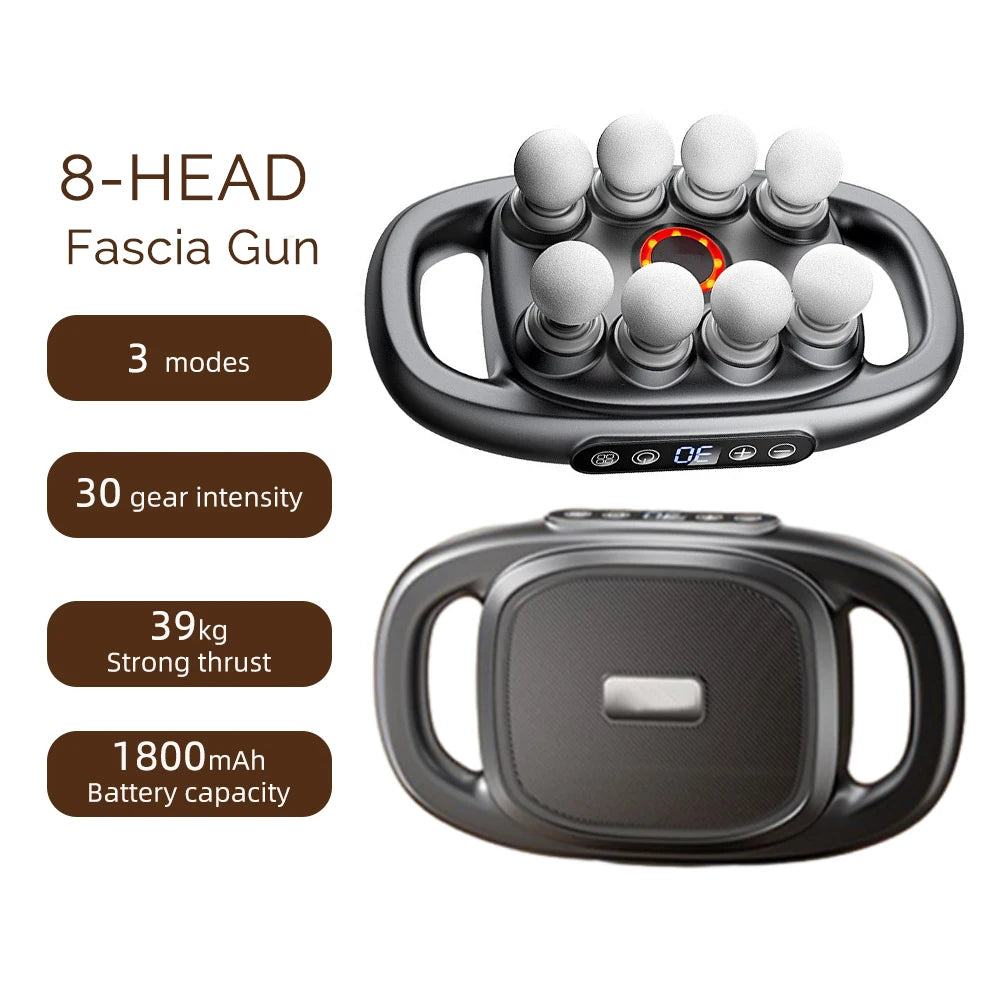 Pistola de masaje de fascia de 16 cabezales, masajeador corporal con vibración de alta frecuencia, masajeador de espalda y cintura, masajeador de cuello y hombros, masajeador muscular.
