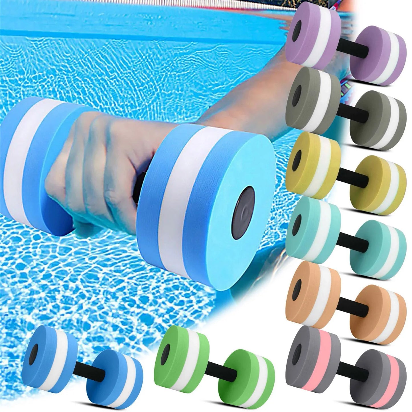 EVA Water Floating Dumbbell Foam Water Foating Dumbbell Pool Dumbbells Water Aerobics Exercise Fitness