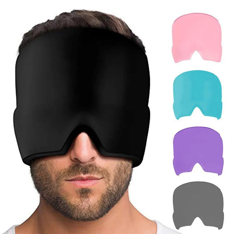 Gorro para aliviar la presión, el dolor, la migraña, el gel de hielo, compresas frías, terapia, envoltura de hielo para la cabeza, mascarilla para los ojos.