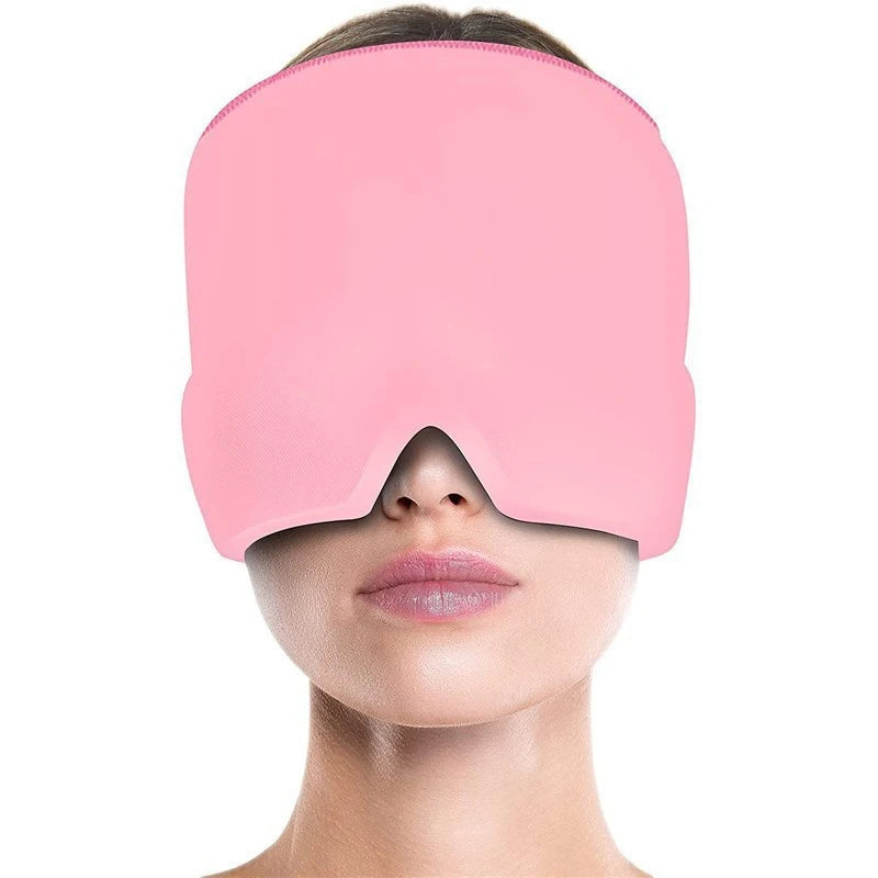 Gorro para aliviar la presión, el dolor, la migraña, el gel de hielo, compresas frías, terapia, envoltura de hielo para la cabeza, mascarilla para los ojos.