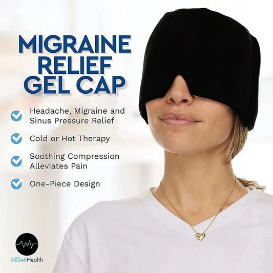Gorro para aliviar la presión, el dolor, la migraña, el gel de hielo, compresas frías, terapia, envoltura de hielo para la cabeza, mascarilla para los ojos.