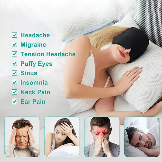 Gorro para aliviar la presión, el dolor, la migraña, el gel de hielo, compresas frías, terapia, envoltura de hielo para la cabeza, mascarilla para los ojos.