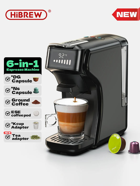 Cafetera de cápsulas HiBREW 6 en 1, para café expreso, capuchino, café frío/caliente, Dolce Gusto, Nespresso y café en polvo H1B